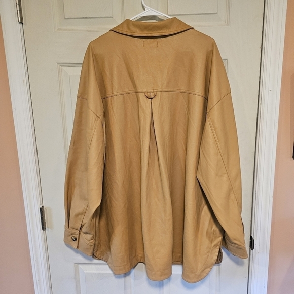 Maeve Anthropologie Faux Leather Oversized Shirt Jacket Shacket Camel Brown - Picture 8 of 8